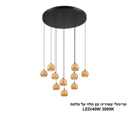טריפולי עשיריה עץ תלוי על צלחת LED