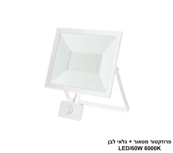 פרוזקטור מטאור + גלאי לבן LED 60W אור לבן.